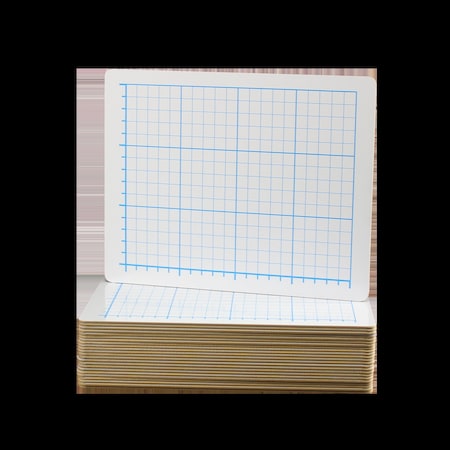 Flipside 9in X 12in Two Sided Quadrant Grid Dry Erase Board 1/2in Square Bulk Class, 24PK 21024
